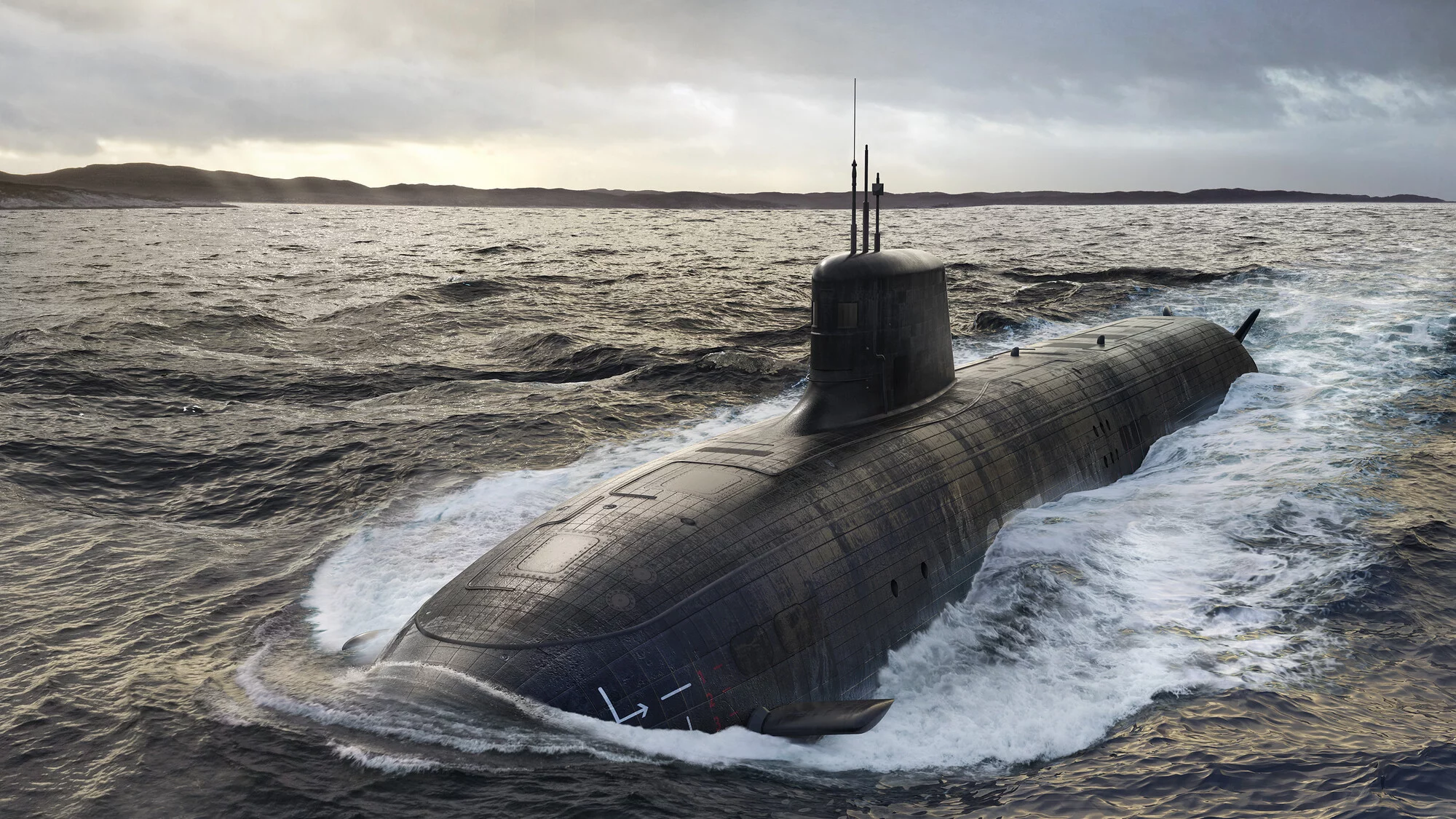 Un sous-marin nucléaire d'attaque de la classe AUKUS (vue d'artiste)