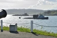 Le sous-marin canadien NCSM Chicoutimi appareille