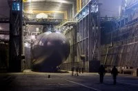 Le SNLE Le Triomphant au bassin 8 de la base navale de Brest 
