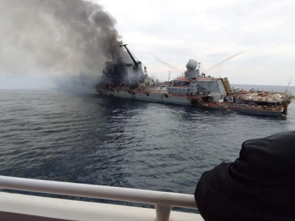 Le croiseur russe Moskva juste avant son naufrage