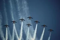L'Aconit survolé par la patrouille de France