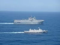Manœuvres avec la Marine Royale Marocaine pour le BPC Tonnerre