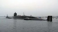Le SNLE Le Redoutable arrive à la Cité de la mer à Cherbourg (4 juillet 2000).