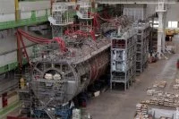Vue générale du Suffren, en construction à Cherbourg
