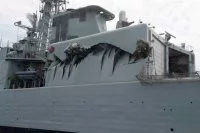 Dégâts subis en aout dernier par un destroyer canadien