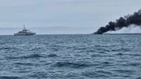 Le patrouilleur Beuzeval porte assistance à un navire en feu 
