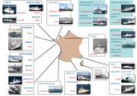 Carte des escales pour le 14 juillet 2008