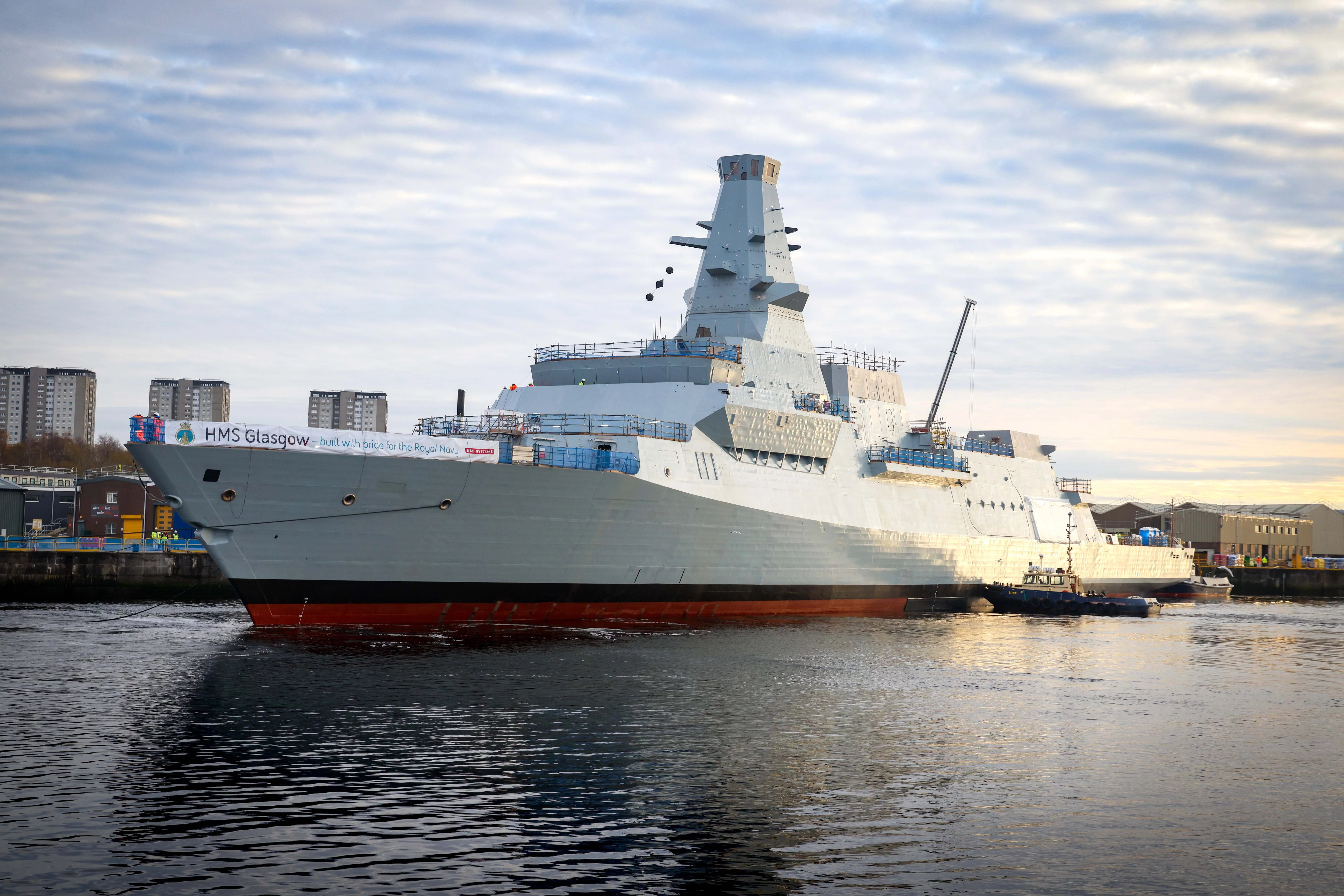 Mise à l'eau de la frégate britannique HMS Glasgow