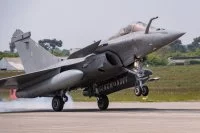 Un Rafale Marine se pose à Landivisiau après la mission Chesapeake 2018