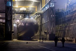 Le SNLE Le Triomphant au bassin 8 de la base navale de Brest 